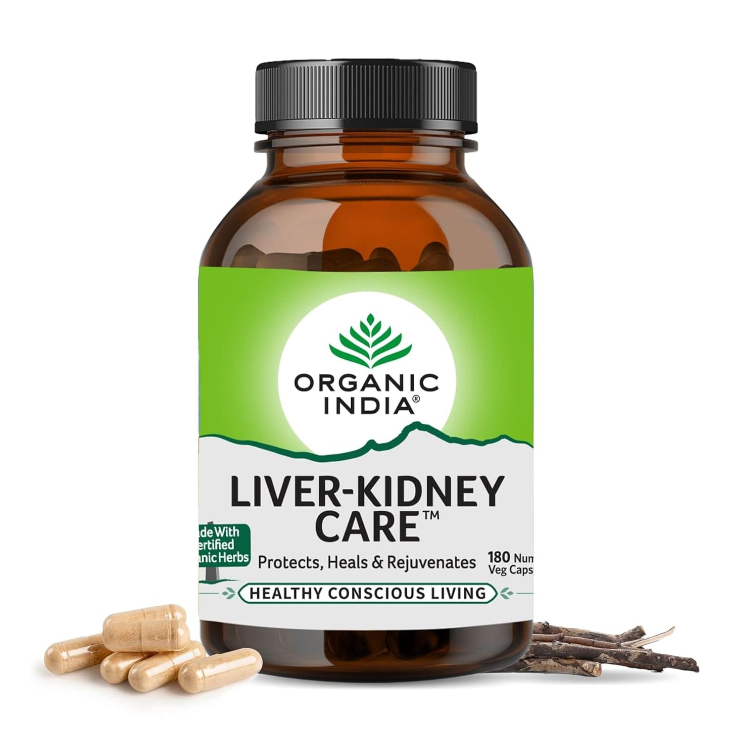 Organic India Liver Kidney Care 180 Veg Capsules - Detox & Immunity Support