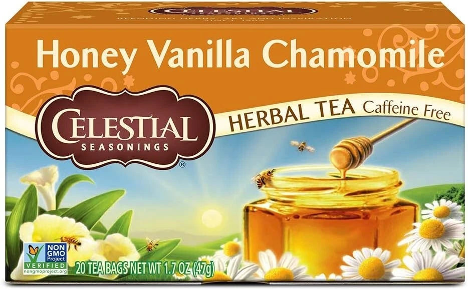 Celestial Seasonings Herbal Tea Honey Vanilla Chamomile | 47g | 20 Tea Bags (Pack of 2)