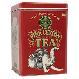 Mlesna Fine Ceylon (O.P) Tea – Ceylon Elephant Brand Metal Caddy (400g)