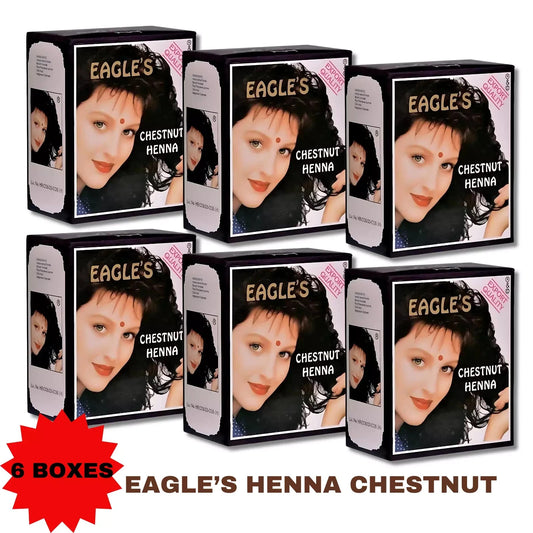 6 Boxes EAGLE'S - Chestnut Henna Powder Hair Color Dye Colour Positive